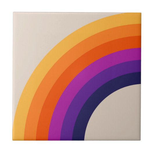 Kleurrijke retro stijl regenboog kunst tegeltje (Voorkant)