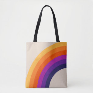 Kleurrijke retro stijl regenboog kunst tote bag
