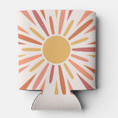 Kleurrijke retro stijl zonneschijn ontwerp blikjeskoeler (Achterkant)