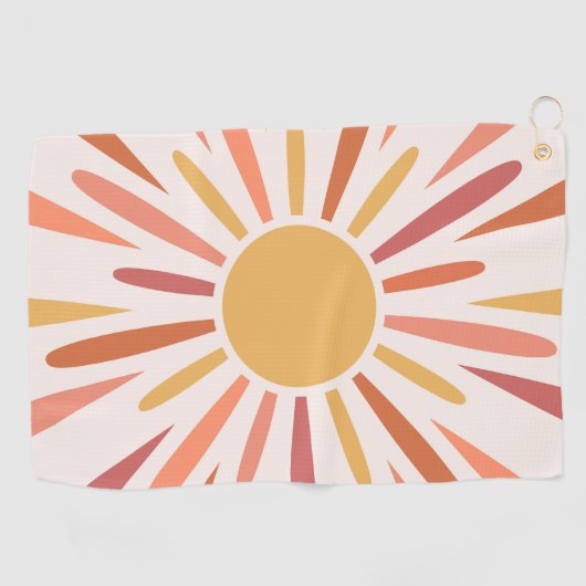 Kleurrijke retro stijl zonneschijn ontwerp golfhanddoek (Horizontaal)