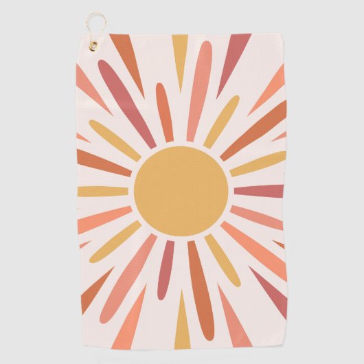 Kleurrijke retro stijl zonneschijn ontwerp golfhanddoek (Voorkant)