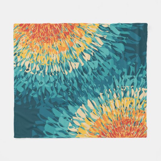 Kleurrijke retro-stijl zonnevlam fleece deken (Voorkant (Horizontaal))