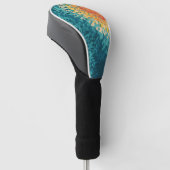 Kleurrijke retro-stijl zonnevlam golfheadcover (Schuin)