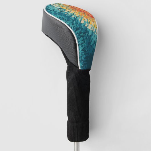 Kleurrijke retro-stijl zonnevlam golfheadcover (Schuin)