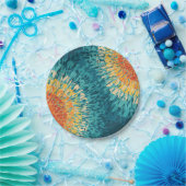 Kleurrijke retro-stijl zonnevlam papieren bordje (Feest)