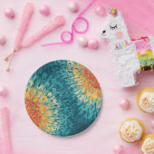 Kleurrijke retro-stijl zonnevlam papieren bordje (Feest)