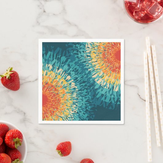 Kleurrijke retro-stijl zonnevlam servet (Insitu)