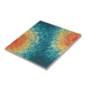 Kleurrijke retro-stijl zonnevlam tegeltje (Zijkant)