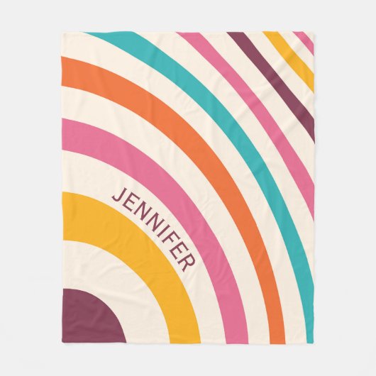 Kleurrijke retro-stijlcurven fleece deken (Voorkant)