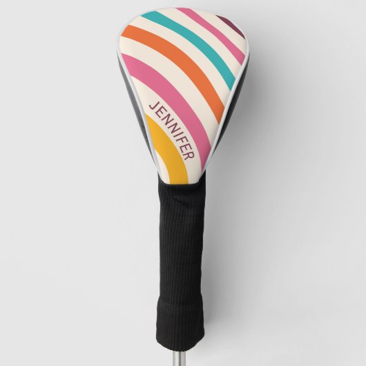 Kleurrijke retro-stijlcurven golfheadcover (Voorkant)