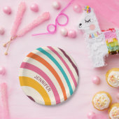 Kleurrijke retro-stijlcurven papieren bordje (Feest)