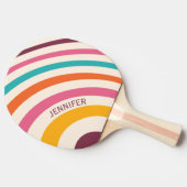 Kleurrijke retro-stijlcurven tafeltennisbatje (Zijkant)