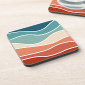 Kleurrijke retro-stijlgolven bier onderzetter (Linkerzijde)