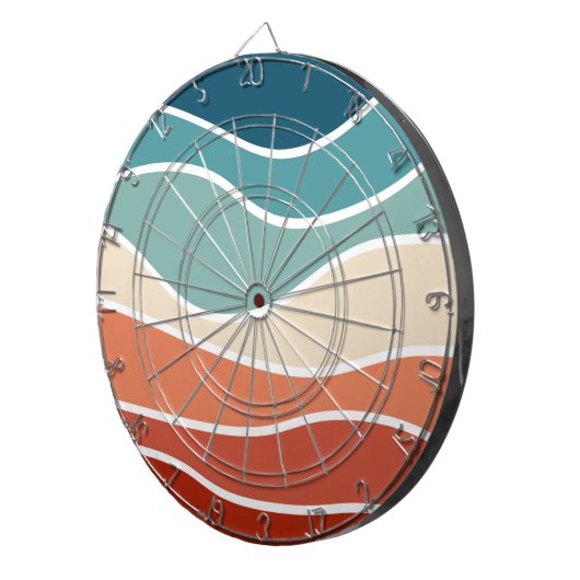 Kleurrijke retro-stijlgolven dartbord (Voorkant Rechts)