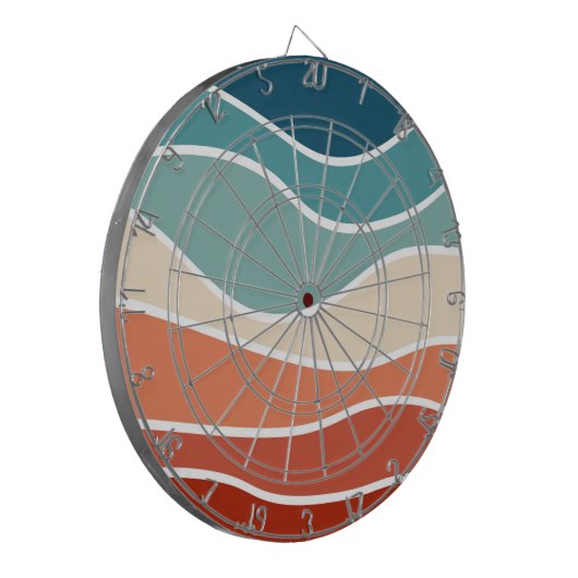 Kleurrijke retro-stijlgolven dartbord (Voorkant Links)