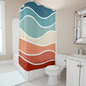 Kleurrijke retro-stijlgolven douchegordijn (In situ)