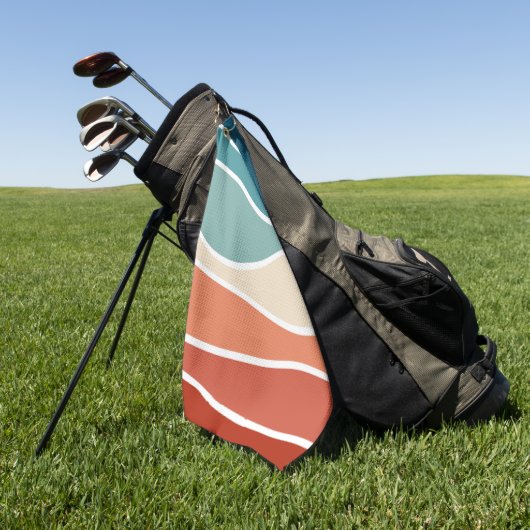 Kleurrijke retro-stijlgolven golfhanddoek (Groen)