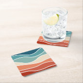 Kleurrijke retro-stijlgolven kartonnen onderzetters (Insitu)