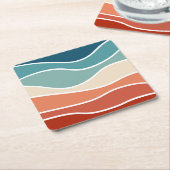 Kleurrijke retro-stijlgolven kartonnen onderzetters (Schuin)