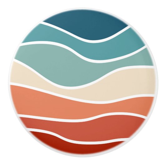 Kleurrijke retro-stijlgolven keramische knop (Voorkant)