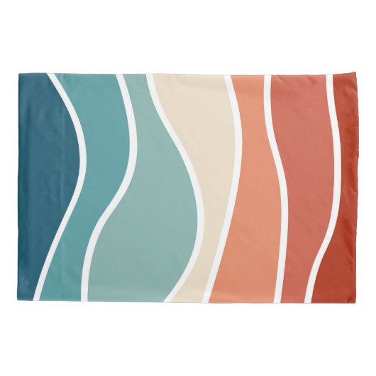 Kleurrijke retro-stijlgolven kussensloop (Achterkant)