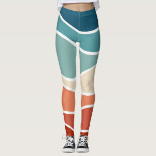 Kleurrijke retro-stijlgolven leggings