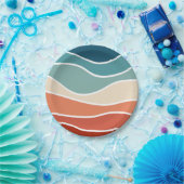 Kleurrijke retro-stijlgolven papieren bordje (Feest)