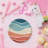 Kleurrijke retro-stijlgolven papieren bordje (Feest)