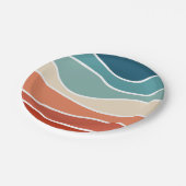 Kleurrijke retro-stijlgolven papieren bordje (Gekanteld)