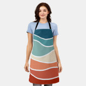 Kleurrijke retro-stijlgolven schort (Gedragen)
