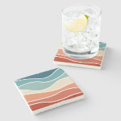 Kleurrijke retro-stijlgolven stenen onderzetter (Zijkant)