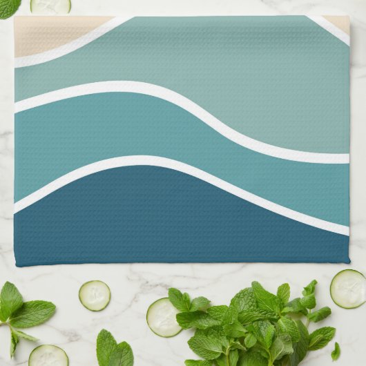 Kleurrijke retro-stijlgolven theedoek (Gevouwen)