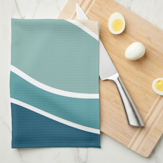 Kleurrijke retro-stijlgolven theedoek (Quarter Fold)
