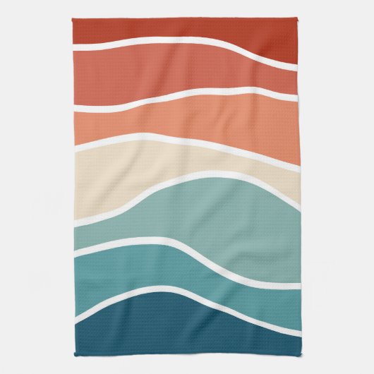 Kleurrijke retro-stijlgolven theedoek (Verticaal)