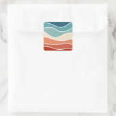 Kleurrijke retro-stijlgolven vierkante sticker (Tas)