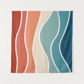 Kleurrijke retro-stijlgolven wandkleed (Voorkant (horizontaal))