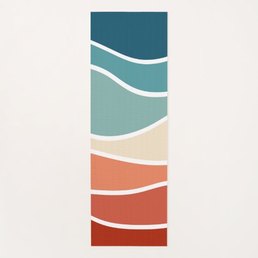 Kleurrijke retro-stijlgolven yogamat (Voorkant)