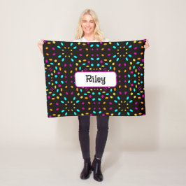 Kleurrijke retro stippen 80s geïnspireerd zwart fleece deken
