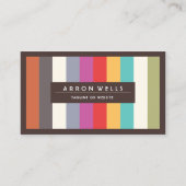 Kleurrijke retro strepen gestreept visitekaartje (Voorkant)