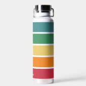 Kleurrijke Retro Strepen - Regenboog - Script Naam Waterfles (Achterkant)