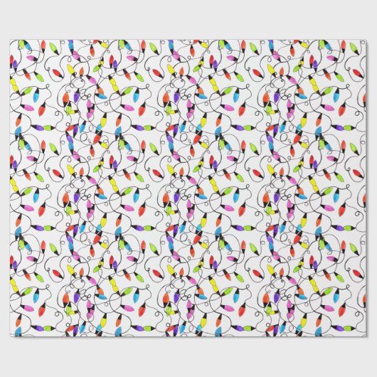 Kleurrijke retro string lichten cadeaupapier (Vlak)