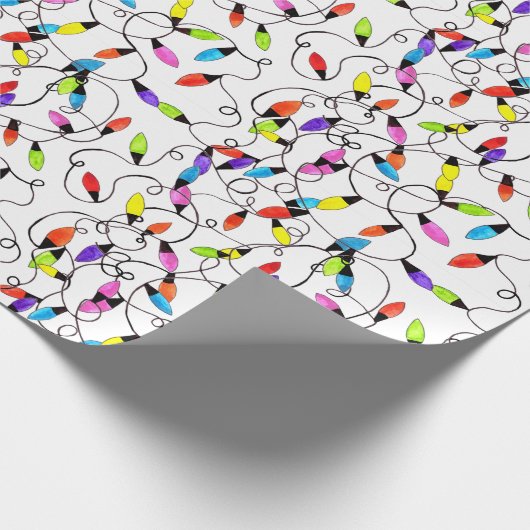 Kleurrijke retro string lichten cadeaupapier (Hoek)