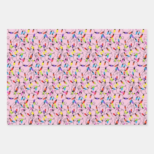 Kleurrijke retro string lichten inpakpapier vel (Voorkant 2)