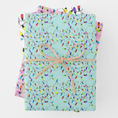 Kleurrijke retro string lichten inpakpapier vel (In situ)