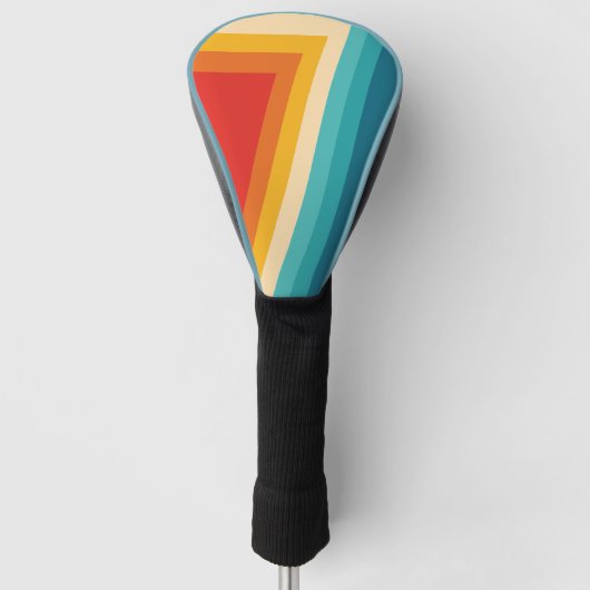 Kleurrijke Retro Stripe - 70, 80 Golfheadcover (Voorkant)