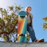 Kleurrijke Retro Stripe - 70, 80 Persoonlijk Skateboard<br><div class="desc">Kleurrijke retrostreep - 70,  80-inch Abstracte geometrische 1970's retrodesign. Stripes in oranje,  turquoise,  geel en blauw.</div>