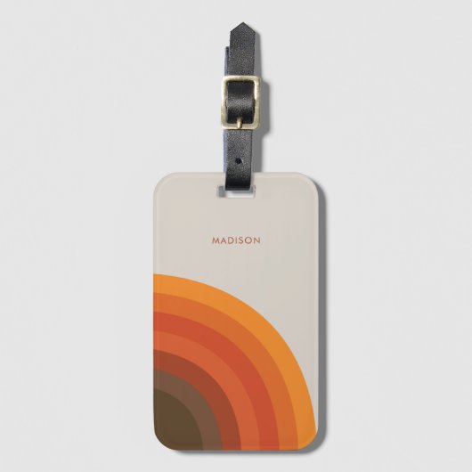 Kleurrijke Retro Stripes 70s 80s Golden Brown Sina Bagagelabel (Voorkant (verticaal))