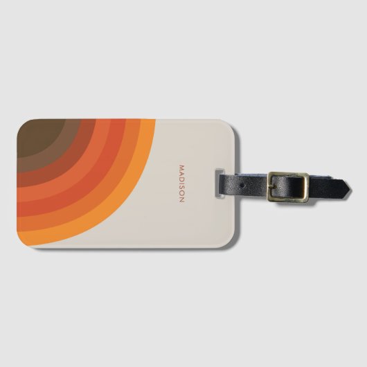 Kleurrijke Retro Stripes 70s 80s Golden Brown Sina Bagagelabel (Voorkant (horizontaal))