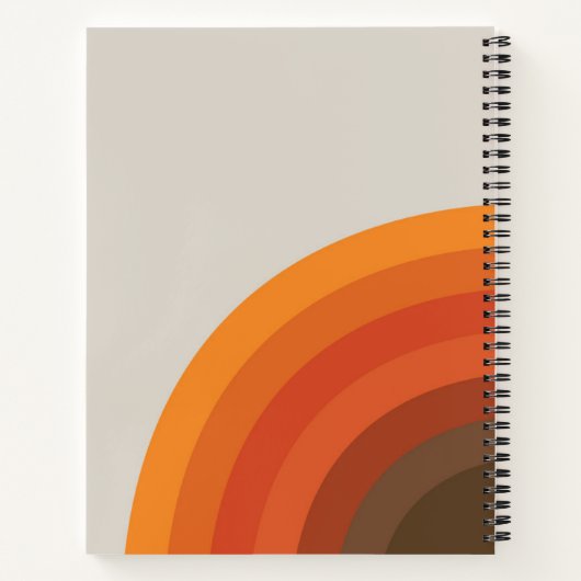 Kleurrijke Retro Stripes 70s 80s Golden Brown Sina Notitieboek (Achterkant)