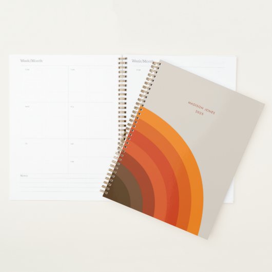 Kleurrijke Retro Stripes 70s 80s Golden Brown Sina Planner (Display)